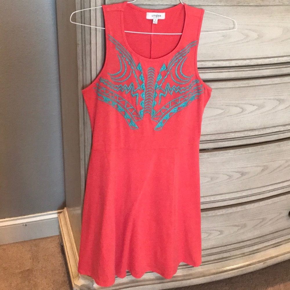 Umgee Pink Turquoise Embroidered Dress - Picture 3 of 8
